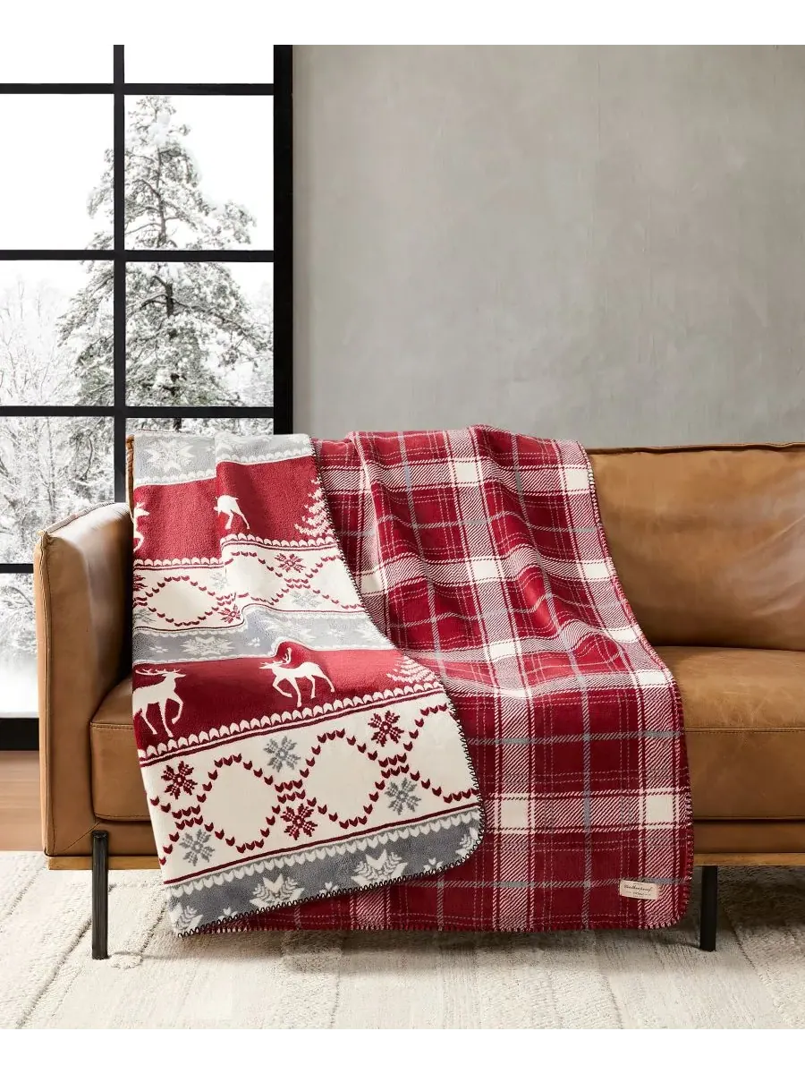 Водонепроницаемый двусторонний плед в клетку, 127 x 178 см Weatherproof Vintage — изображение 2 из 5, красный