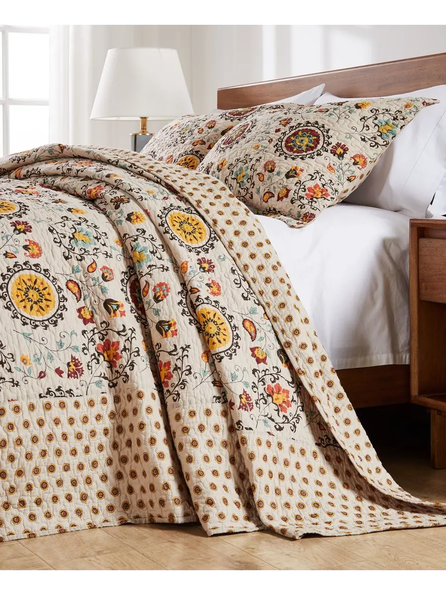 Комплект постельного белья Andorra Suzani Boho из 3 предметов, размер King/California King — изображение 4 из 4, тауп