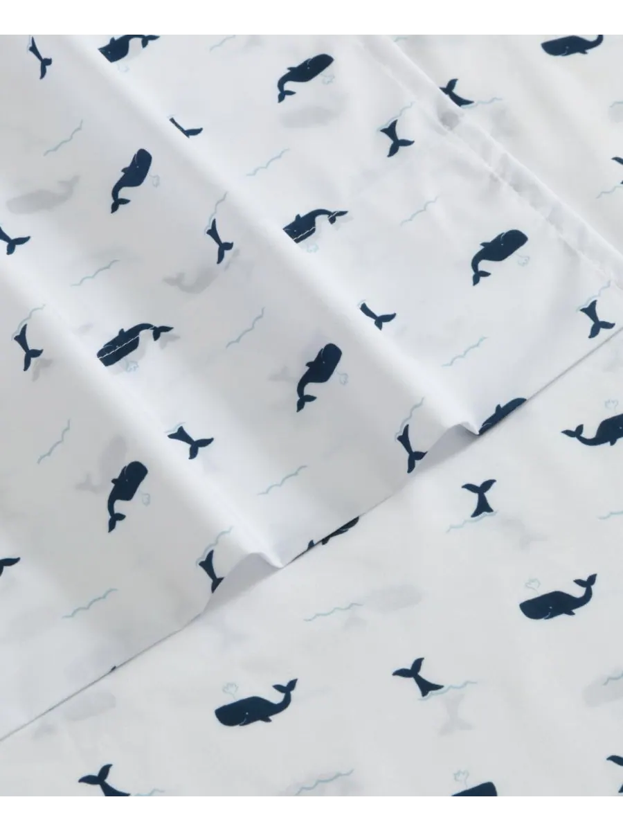 Комплект постельного белья Caspian Whales из микрофибры, 3 предмета, размер Twin Nautica — изображение 3 из 6, темно-синий