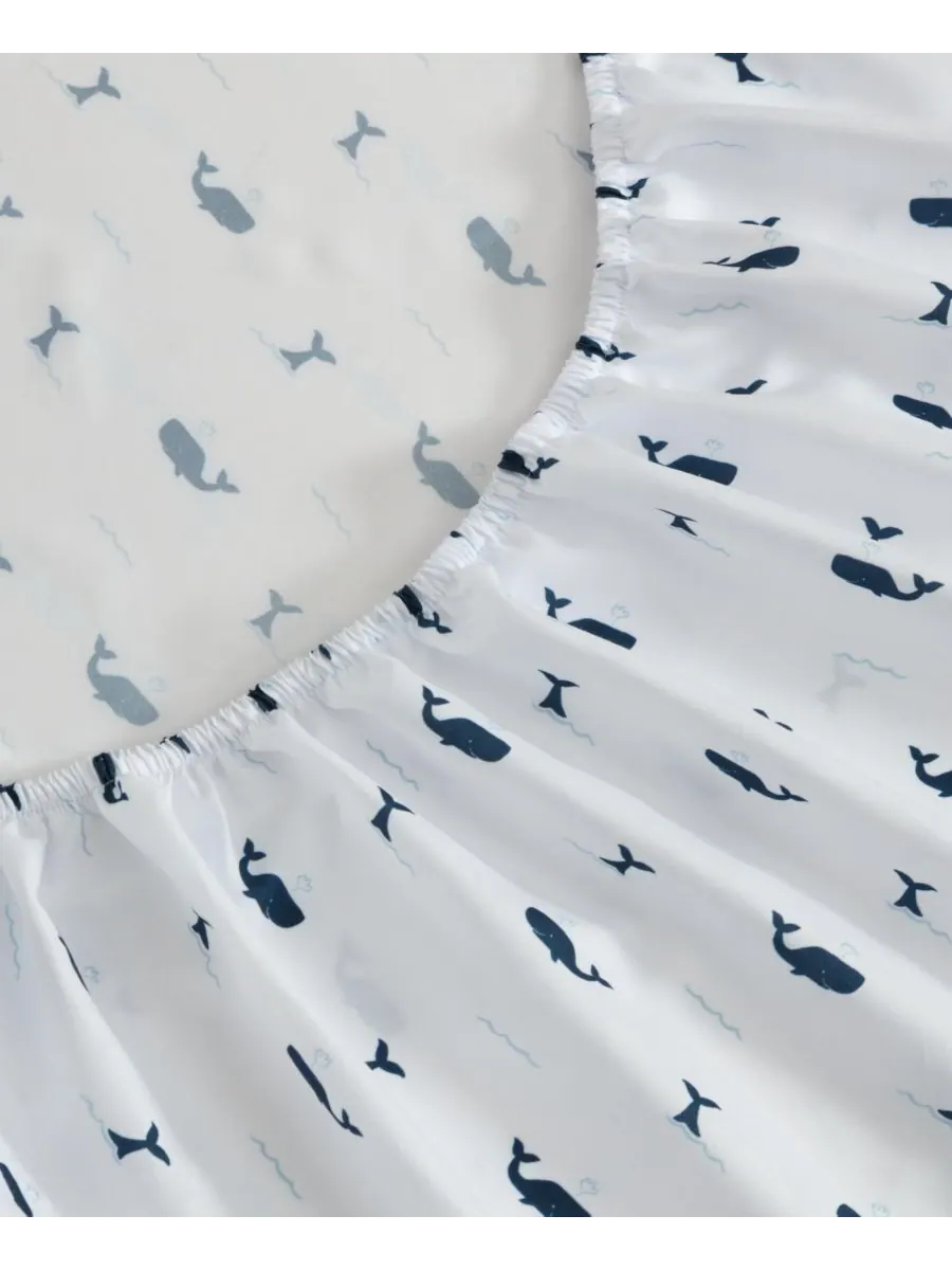 Комплект постельного белья Caspian Whales из микрофибры, 3 предмета, размер Twin Nautica — изображение 5 из 6, темно-синий