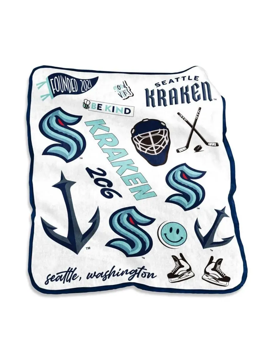 Плед Seattle Kraken Native Raschel из плюша, 127 x 152 см Logo Brands — синий