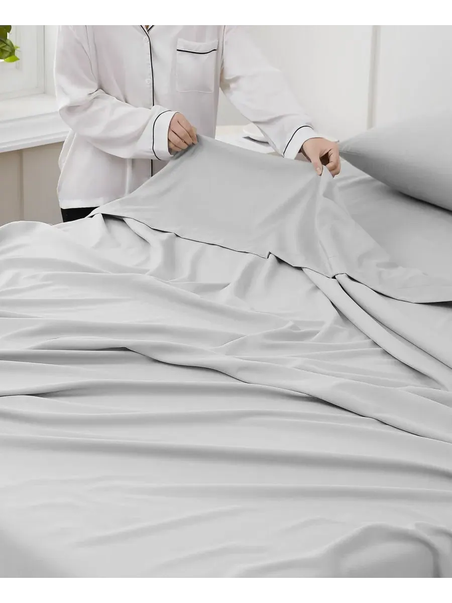Простыня плоская из микрофибры King, Supreme Collection Sweet Home Collection — изображение 3 из 4, серебряный