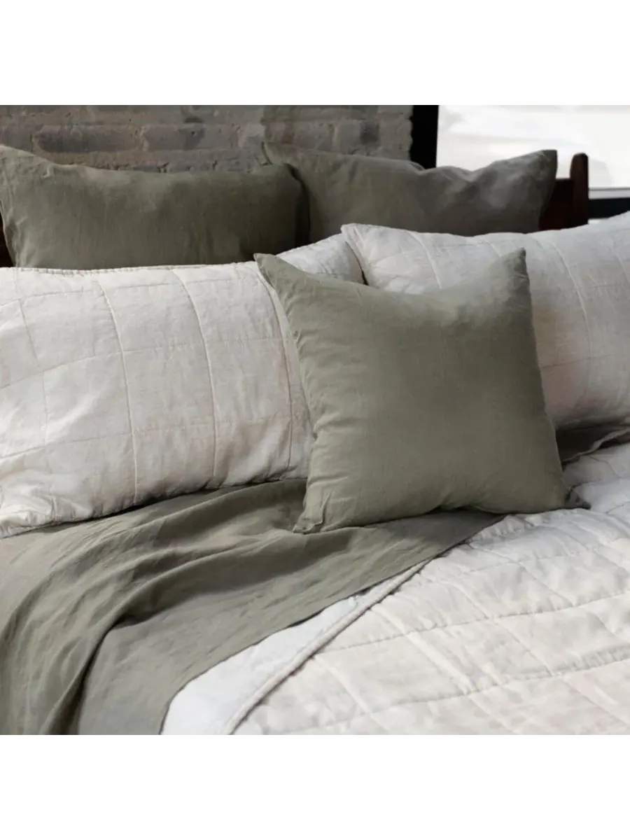 Комплект наволочек French Linen Quilted Sham Set Bokser Home, Putty Heather — изображение 2 из 6