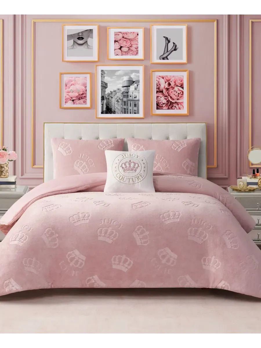 Комплект стеганого одеяла с тиснением короны, 3 предмета, Twin/Twin XL Juicy Couture
