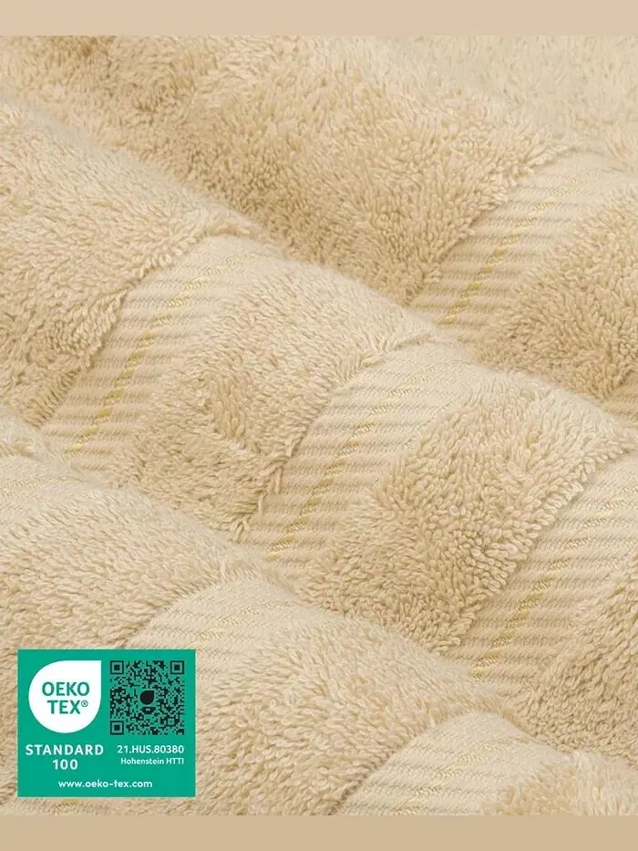 Роскошный комплект полотенец American Soft Linen из 100% хлопка, 6 шт — изображение 3 из 8, бежевый
