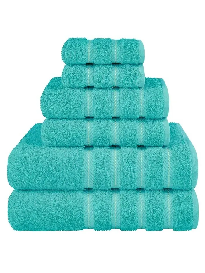 Роскошный комплект полотенец American Soft Linen из 100% хлопка, 6 шт — изображение 1 из 8, бирюзовый