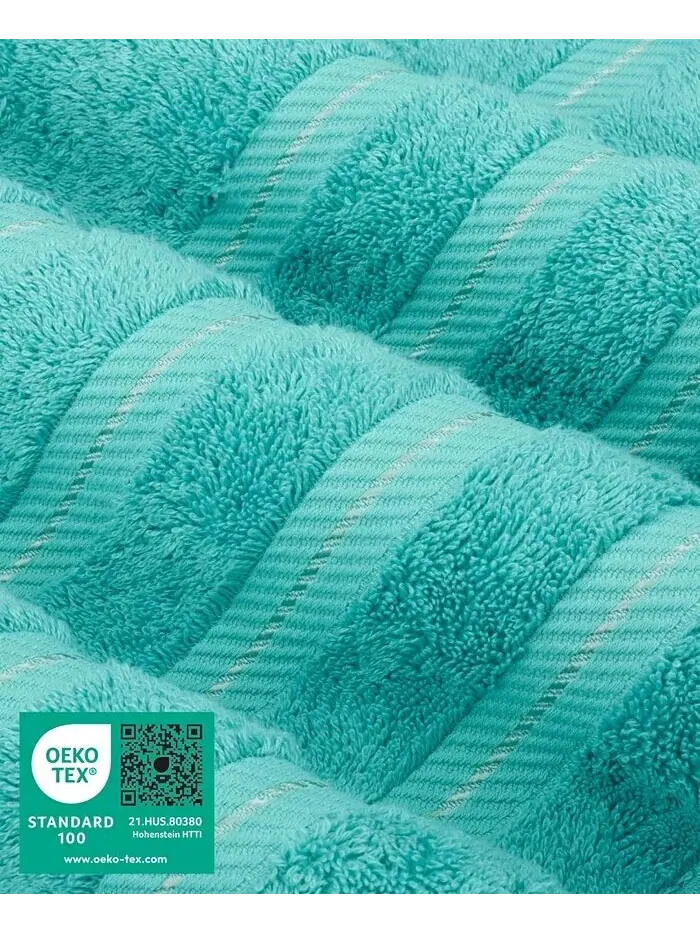 Роскошный комплект полотенец American Soft Linen из 100% хлопка, 6 шт — изображение 3 из 8, бирюзовый
