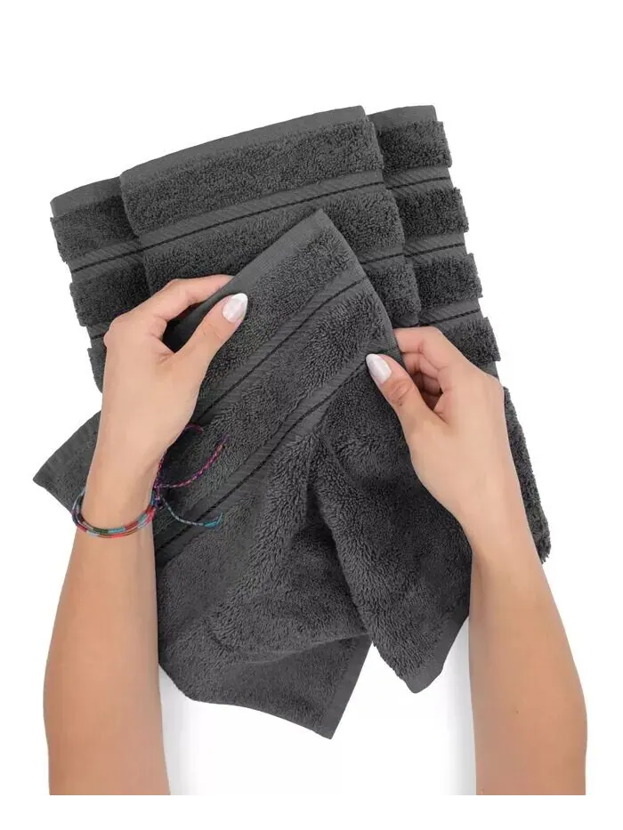 Роскошный комплект полотенец American Soft Linen из 100% хлопка, 6 шт — изображение 6 из 7, серый