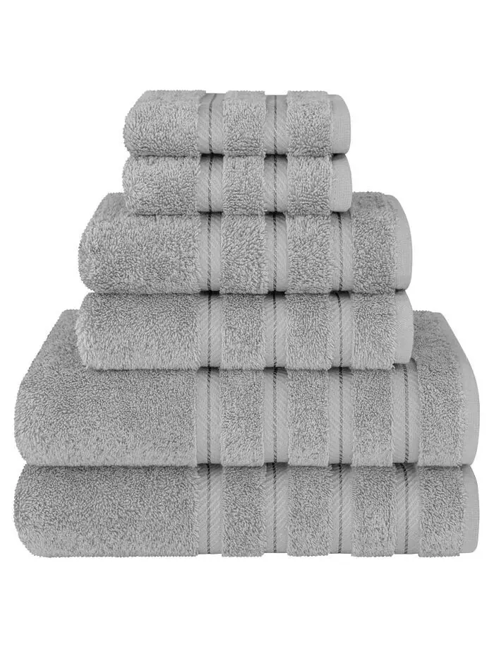 Роскошный комплект полотенец American Soft Linen из 100% хлопка, 6 шт — изображение 1 из 8, серый