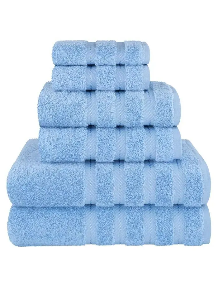 Роскошный комплект полотенец American Soft Linen из 100% хлопка, 6 шт — изображение 1 из 8, синий