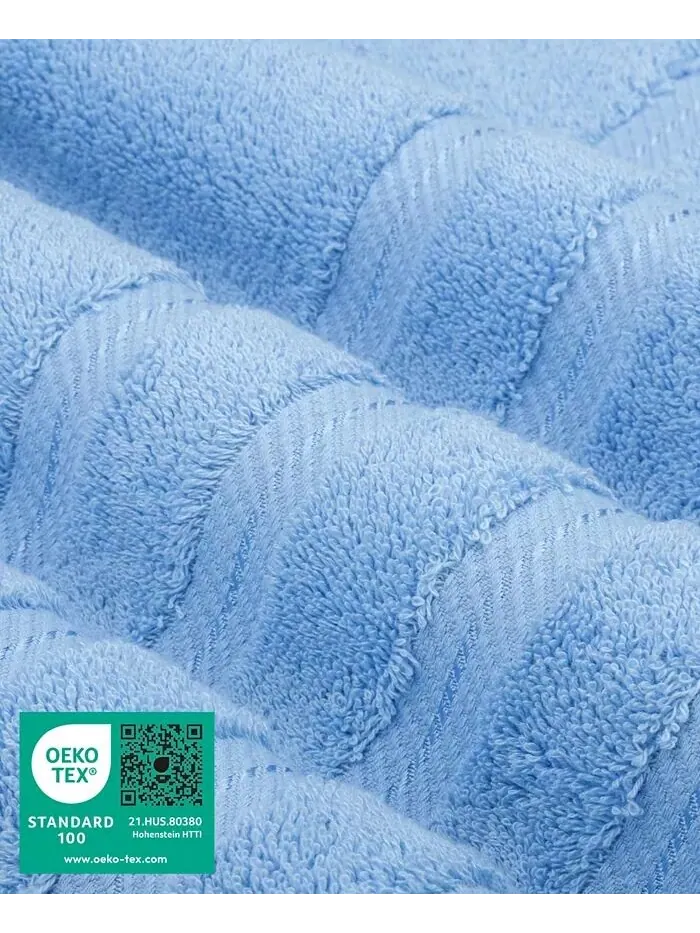 Роскошный комплект полотенец American Soft Linen из 100% хлопка, 6 шт — изображение 3 из 8, синий