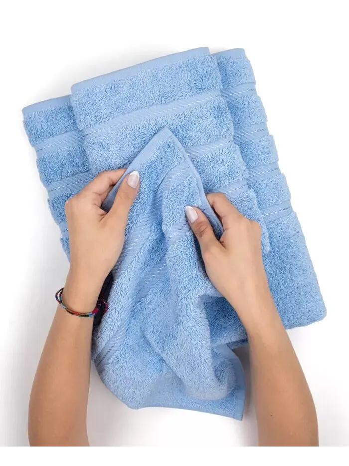 Роскошный комплект полотенец American Soft Linen из 100% хлопка, 6 шт — изображение 5 из 8, синий