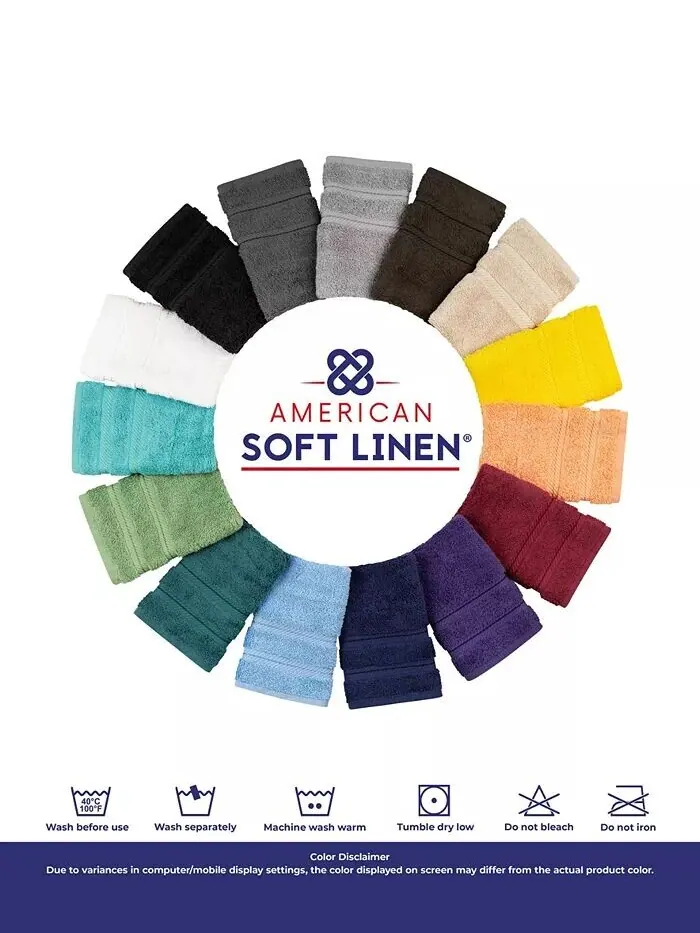 Роскошный комплект полотенец American Soft Linen из 100% хлопка, 6 шт — изображение 8 из 8, синий