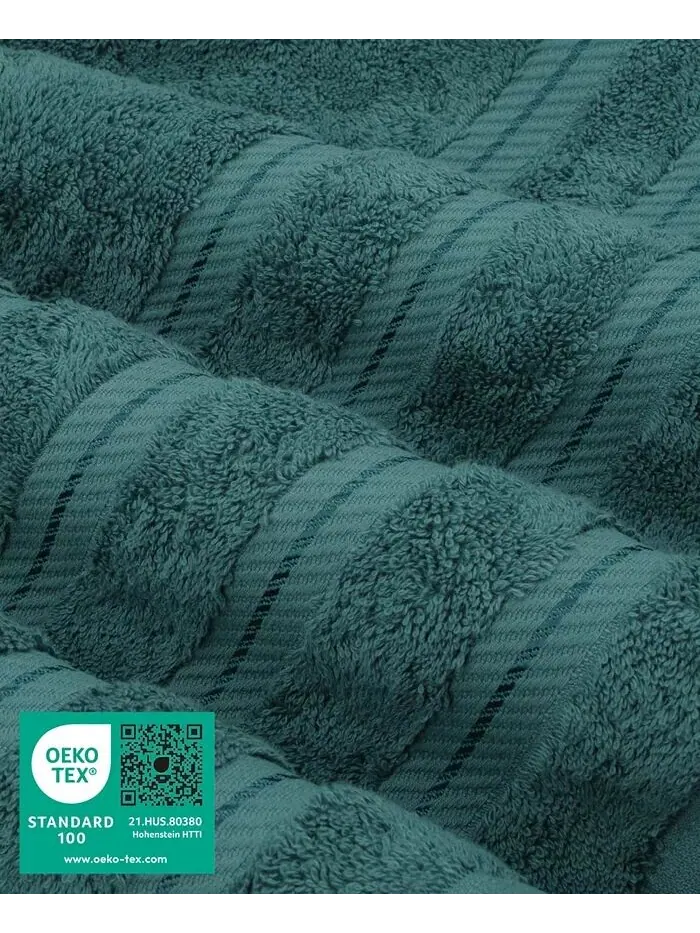 Роскошный комплект полотенец American Soft Linen из 100% хлопка, 6 шт — изображение 3 из 8, синий