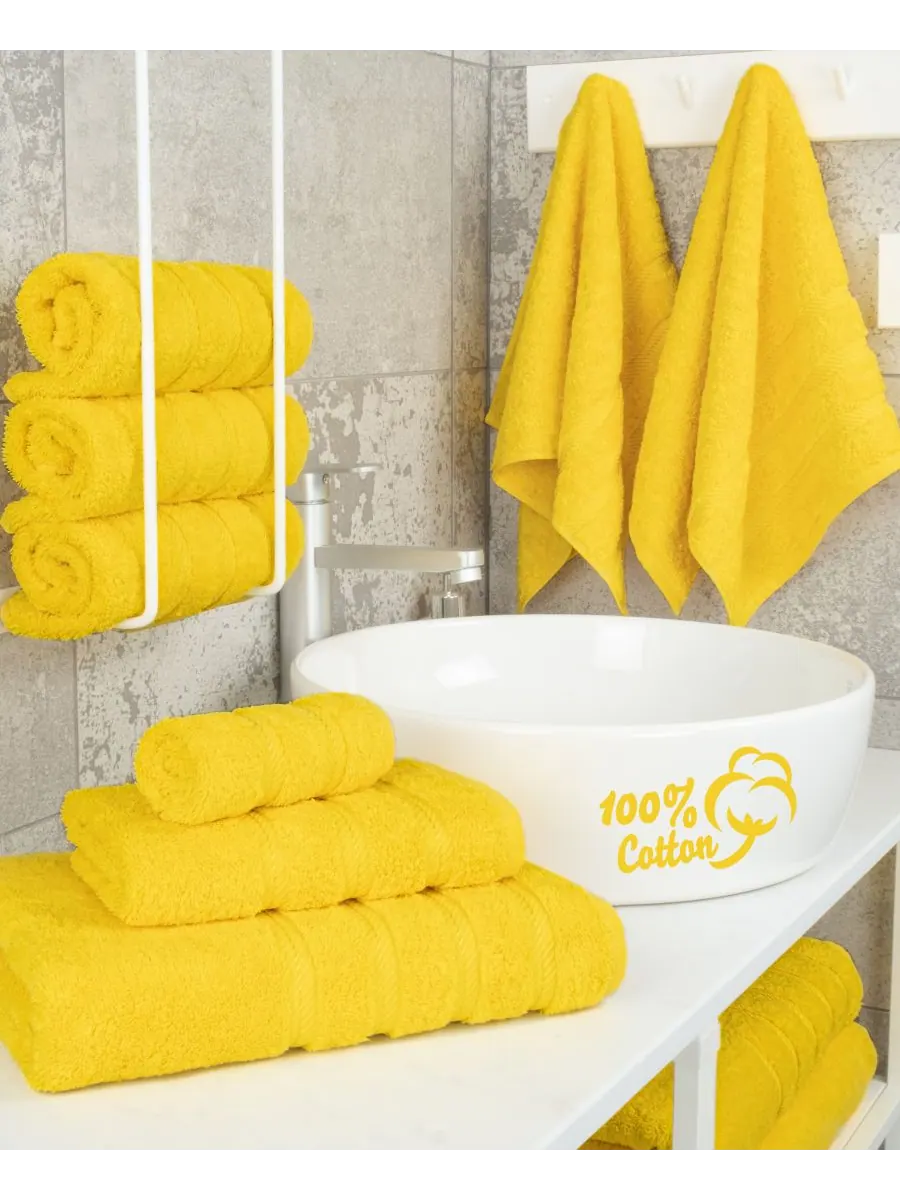 Роскошный набор полотенец Edison из 6 предметов, 100% хлопок American Soft Linen — изображение 2 из 8, оранжевый