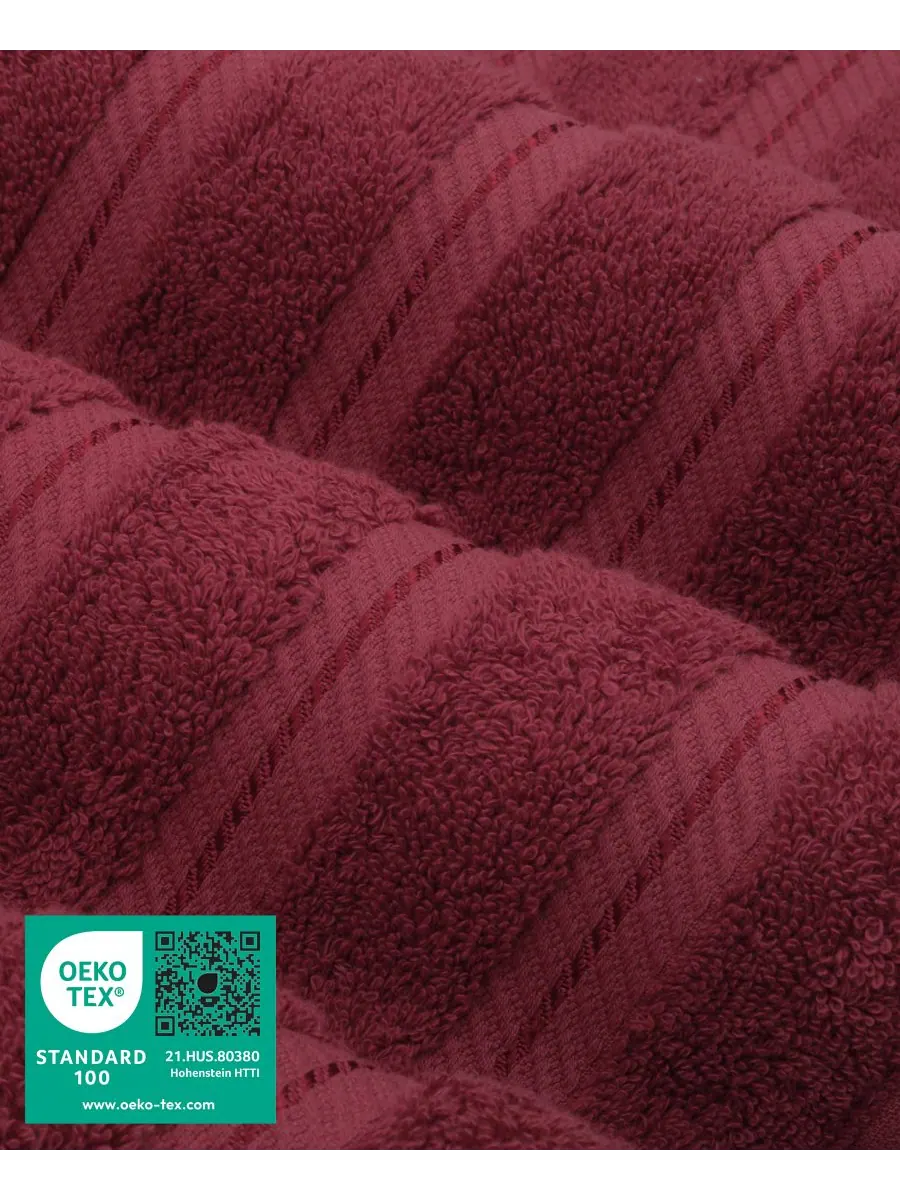 Роскошный набор полотенец Edison из 6 предметов, 100% хлопок American Soft Linen — изображение 3 из 7, бордовый
