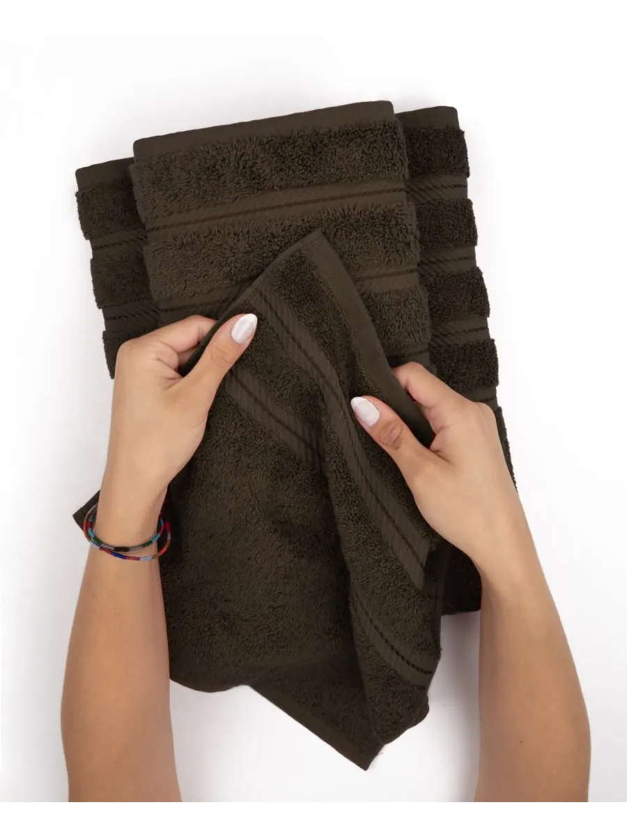 Набор из 3 банных полотенец Edison Premium из 100% турецкого хлопка American Soft Linen — изображение 3 из 5, коричневый
