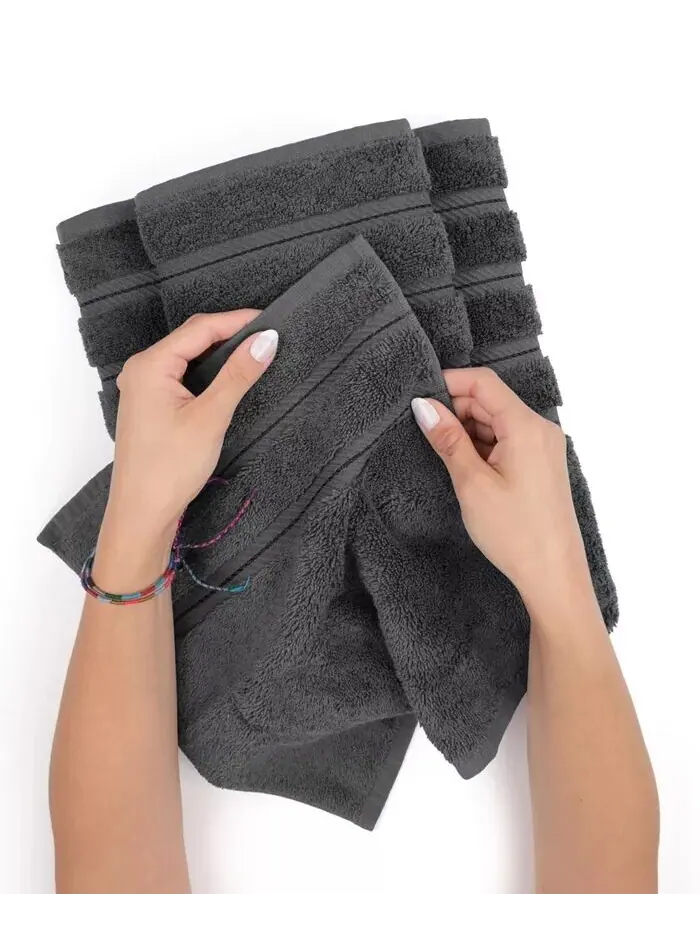 Набор банных полотенец American Soft Linen Edison Premium из 100% турецкого хлопка, 3 шт — изображение 3 из 5, темный серый