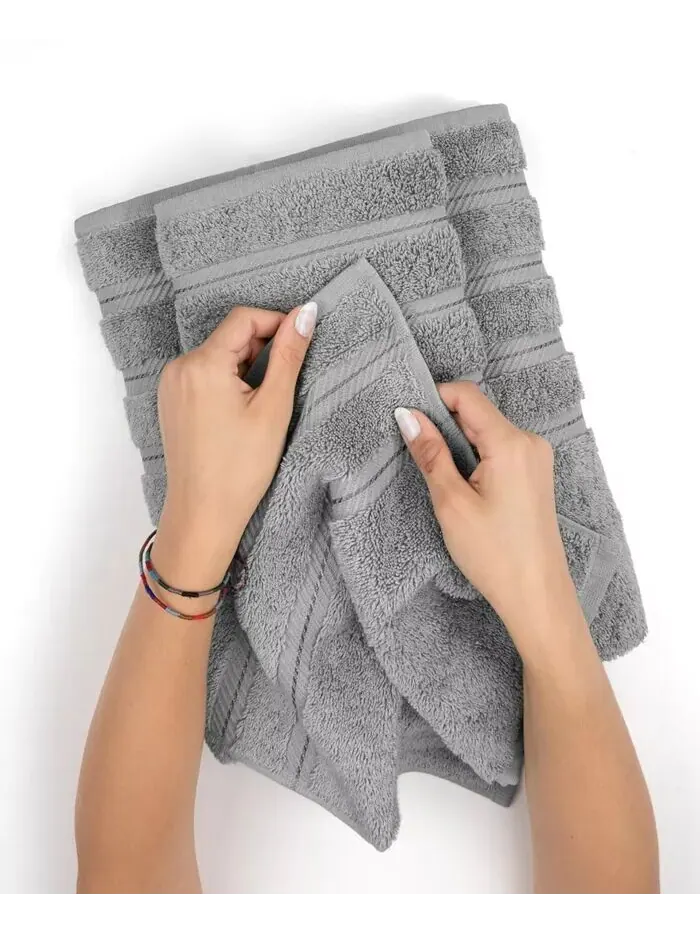 Набор банных полотенец American Soft Linen Edison Premium из 100% турецкого хлопка, 3 шт — изображение 3 из 5, серый
