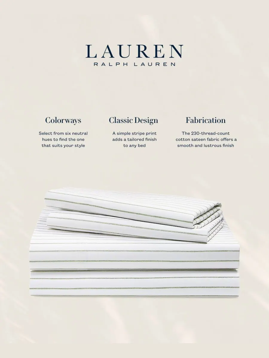 Комплект постельного белья Spencer Stripe, размер California King Lauren Ralph Lauren — изображение 2 из 3, шалфейный