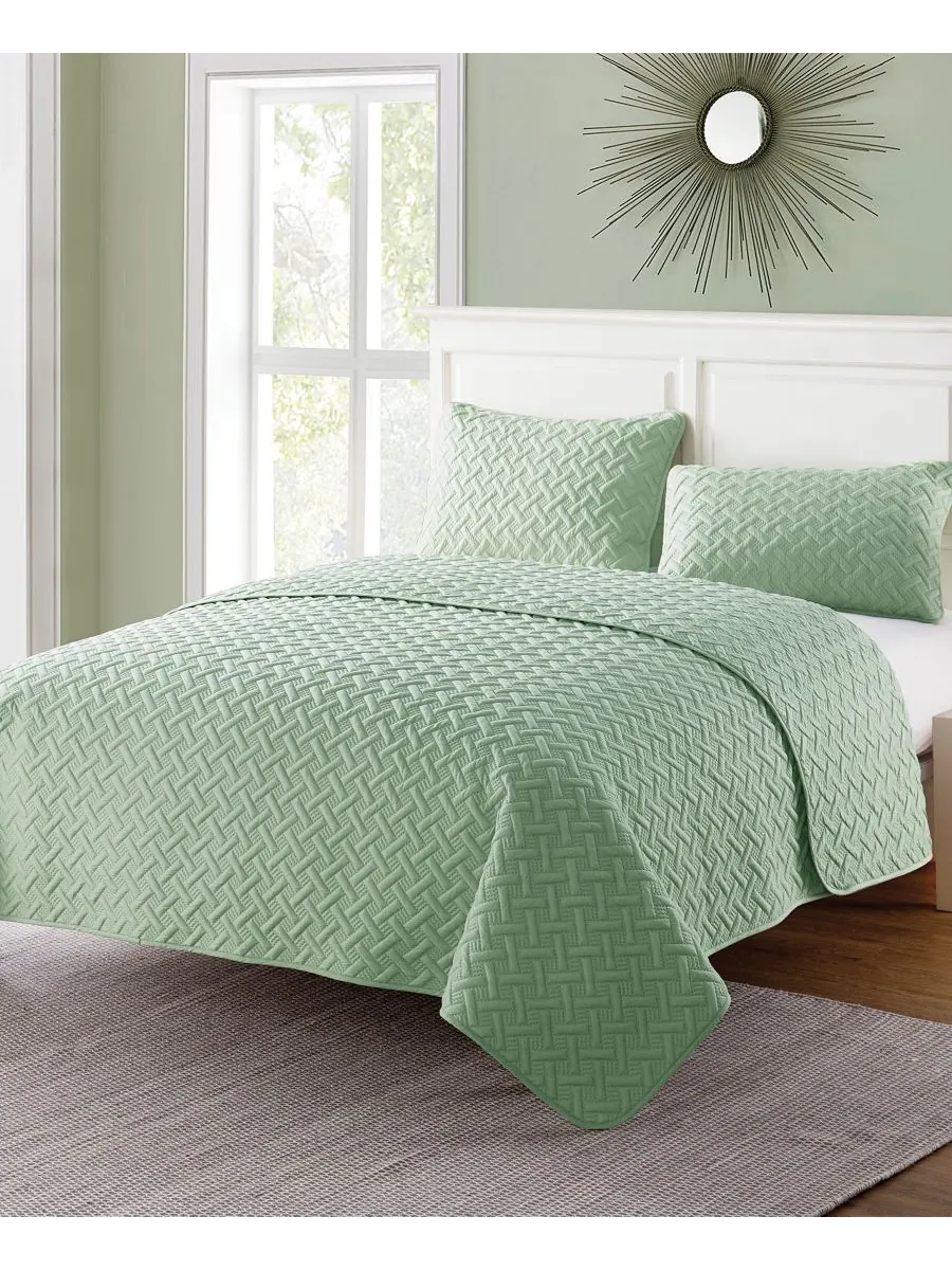 Комплект постельного белья Nina Embossed из 3 предметов, размер King VCNY Home — изображение 5 из 5, зеленый