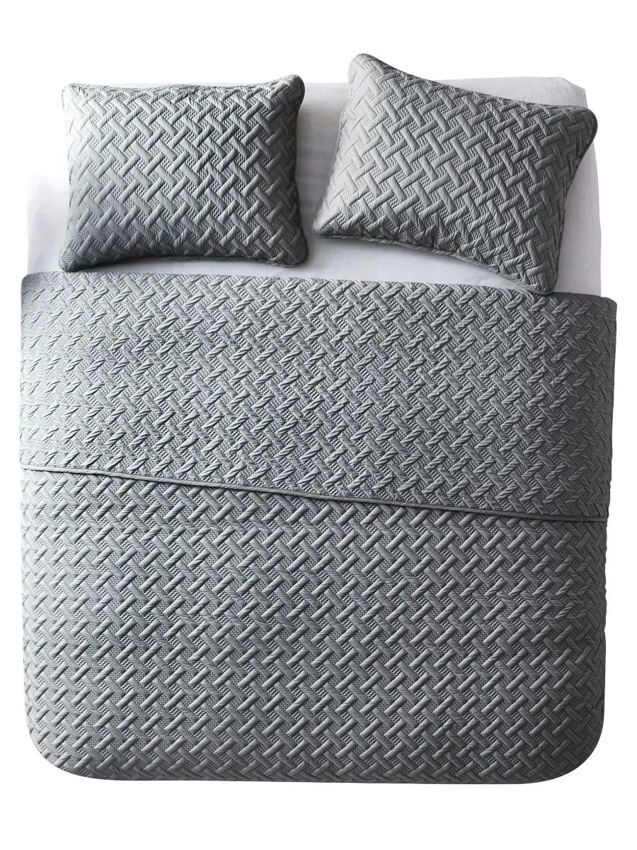 Комплект постельного белья Nina Embossed из 3 предметов, размер King VCNY Home — изображение 4 из 7, серый