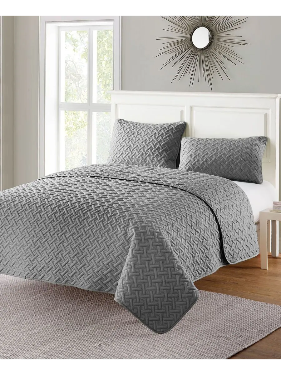 Комплект постельного белья Nina Embossed из 3 предметов, размер King VCNY Home — изображение 5 из 7, серый