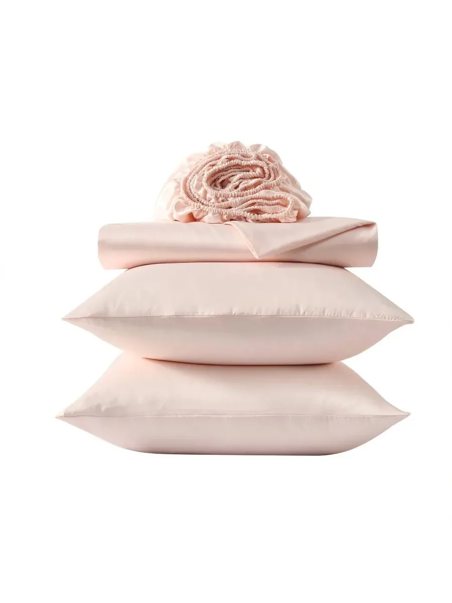 Комплект постельного белья Solid Satin Bliss из 4 предметов, размер Full Laura Ashley — изображение 3 из 6, розовый