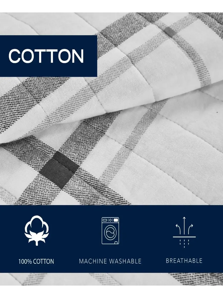 Комплект из трех двусторонних хлопковых стеганых одеял Fleetville, размер Full/Queen Nautica — изображение 10 из 10, серый