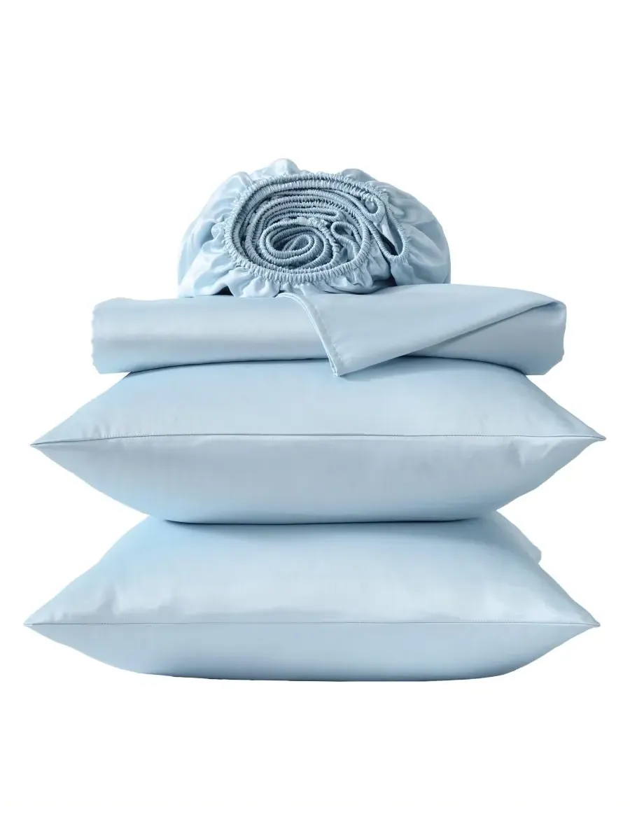 Комплект постельного белья Solid Satin Bliss из 4 предметов, размер King Laura Ashley — изображение 2 из 5, синий