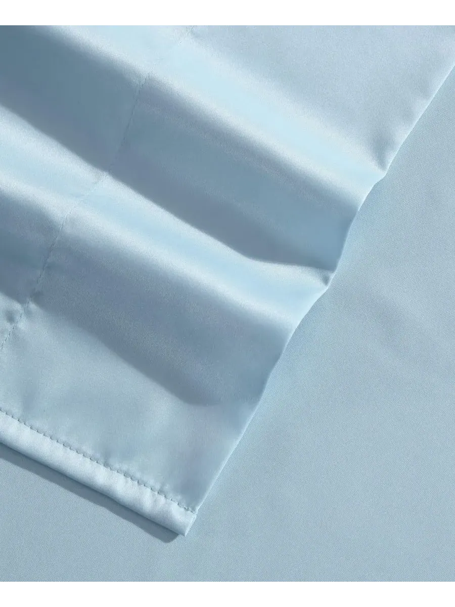 Комплект постельного белья Solid Satin Bliss из 4 предметов, размер King Laura Ashley — изображение 3 из 5, синий
