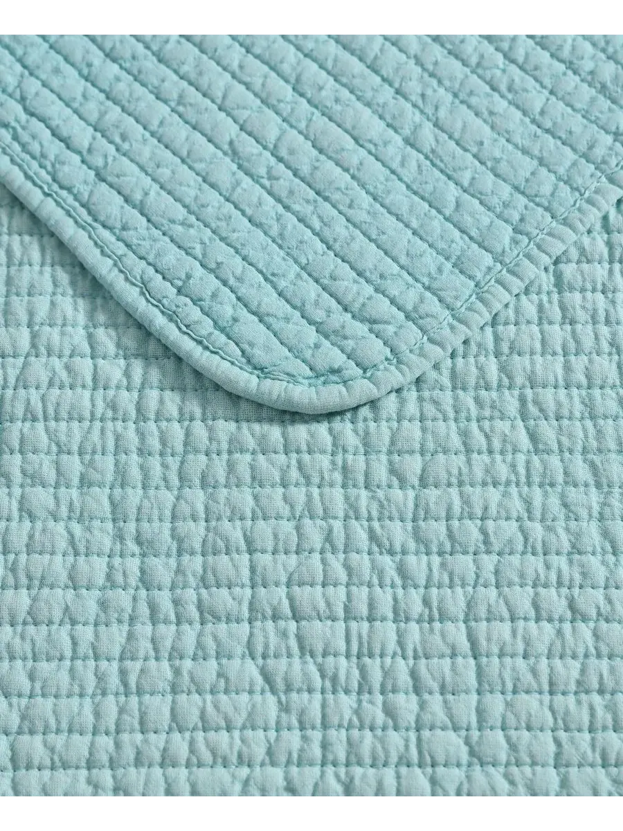 Комплект постельного белья Seashore Stitch из хлопка, двусторонний, 3 предмета, размер King — изображение 3 из 7, голубой