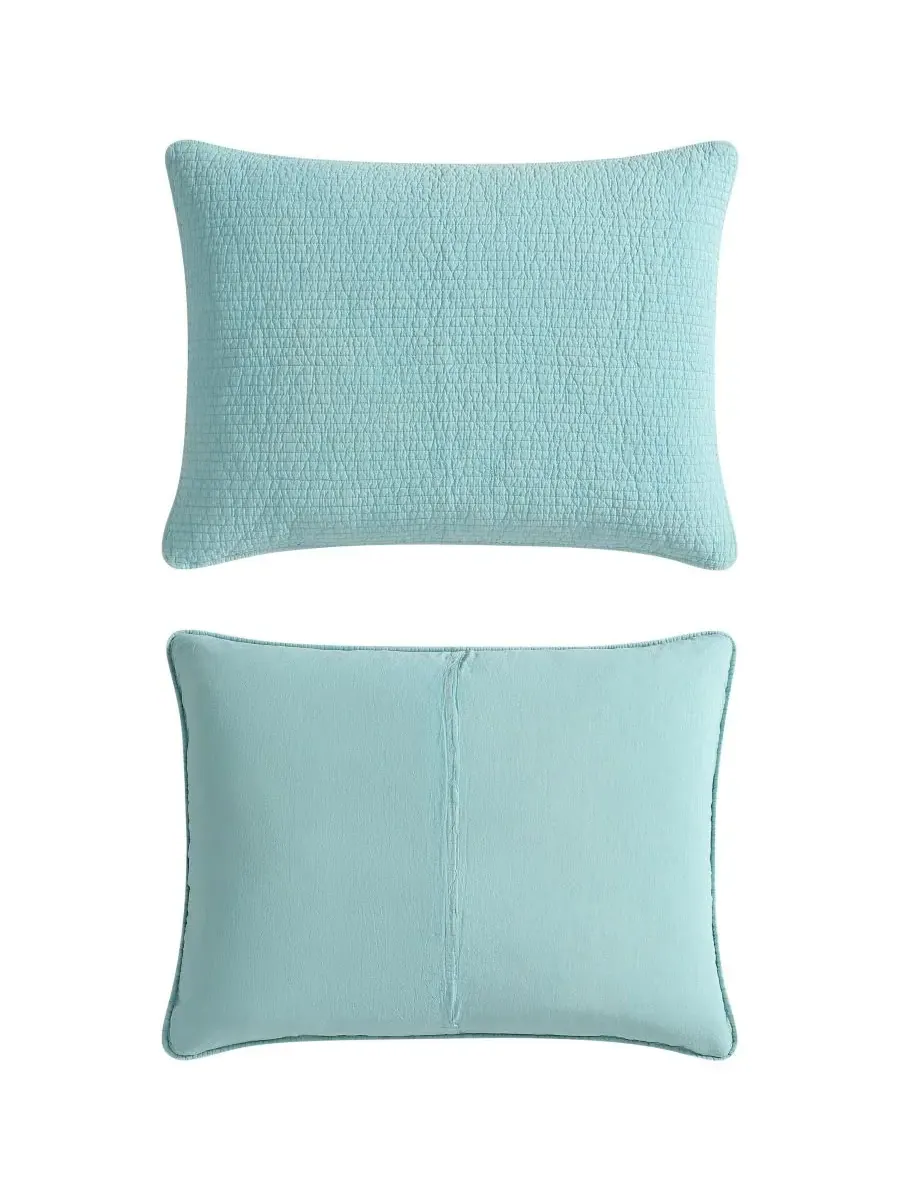 Комплект постельного белья Seashore Stitch из хлопка, двусторонний, 3 предмета, размер King — изображение 7 из 7, голубой