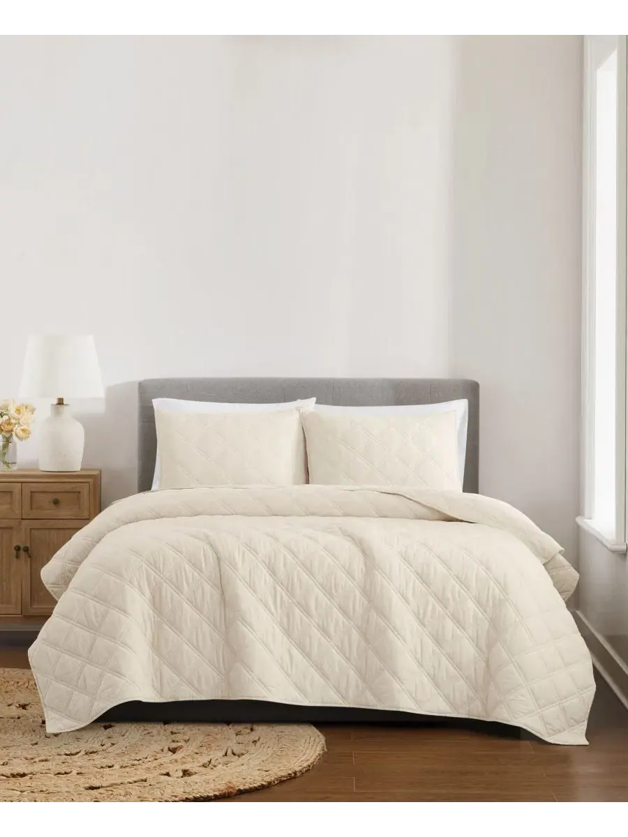 Набор стеганых одеял Diamond Washed Cotton, 3 предмета, Full/Queen Brooklyn Loom