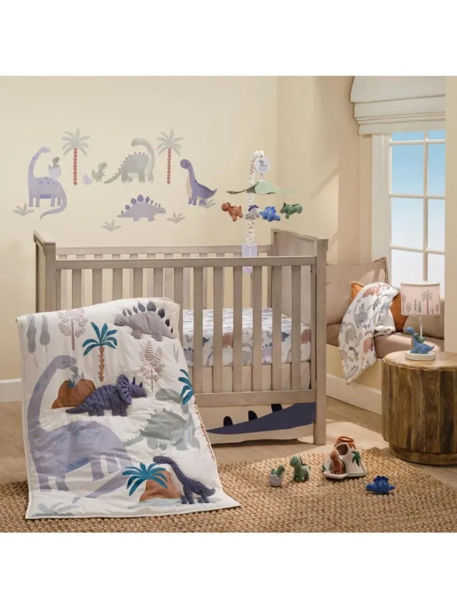 Комплект постельного белья для детской кроватки Dino-Might Lambs & Ivy — изображение 1 из 11, синий