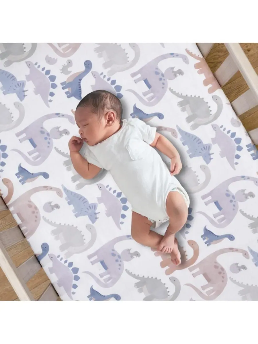Комплект постельного белья для детской кроватки Dino-Might Lambs & Ivy — изображение 8 из 11, синий