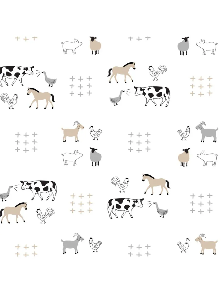 Lambs & Ivy Простыня для детской кроватки с изображением детенышей сельскохозяйственных животных — изображение 3 из 5, белый