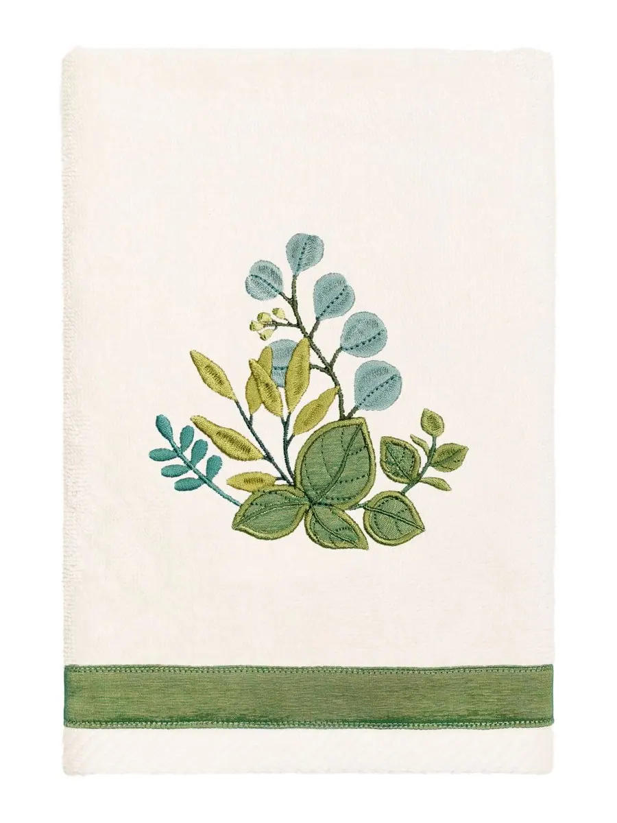 Набор из 3 банных полотенец из турецкого хлопка с вышивкой Botanica Linum Home — изображение 3 из 5, бежевый