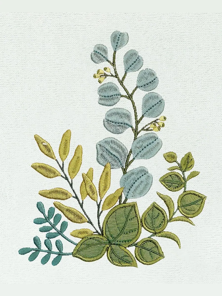 Набор из 3 банных полотенец из турецкого хлопка с вышивкой Botanica Linum Home — изображение 5 из 5, голубой