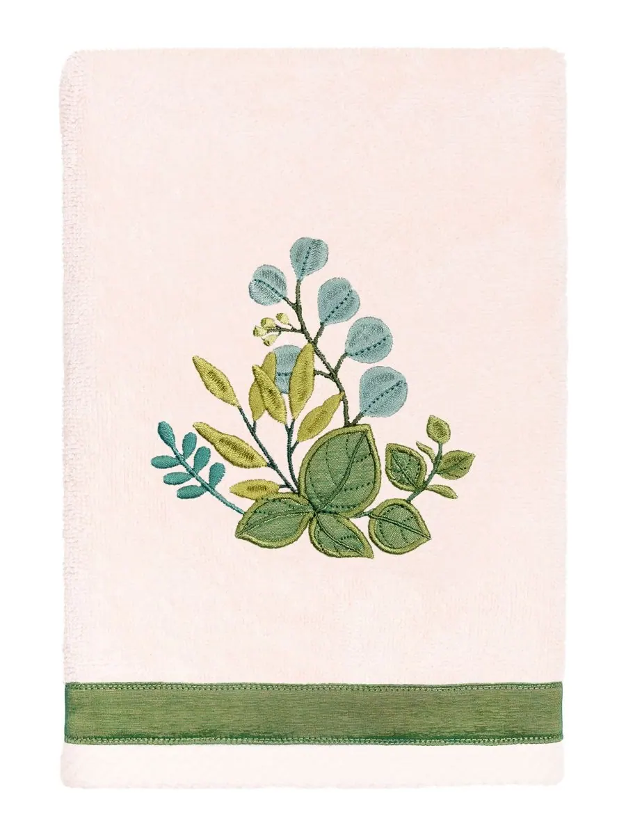 Набор из 3 банных полотенец из турецкого хлопка с вышивкой Botanica Linum Home — изображение 5 из 5, пудровый розовый