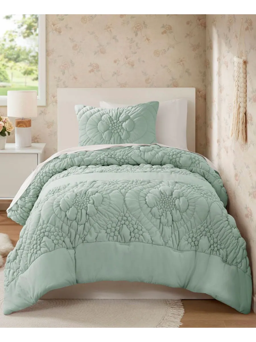 Комплект постельного белья Elise Floral, 2 предмета, размер Twin Madison Park — изображение 1 из 10, шалфейный