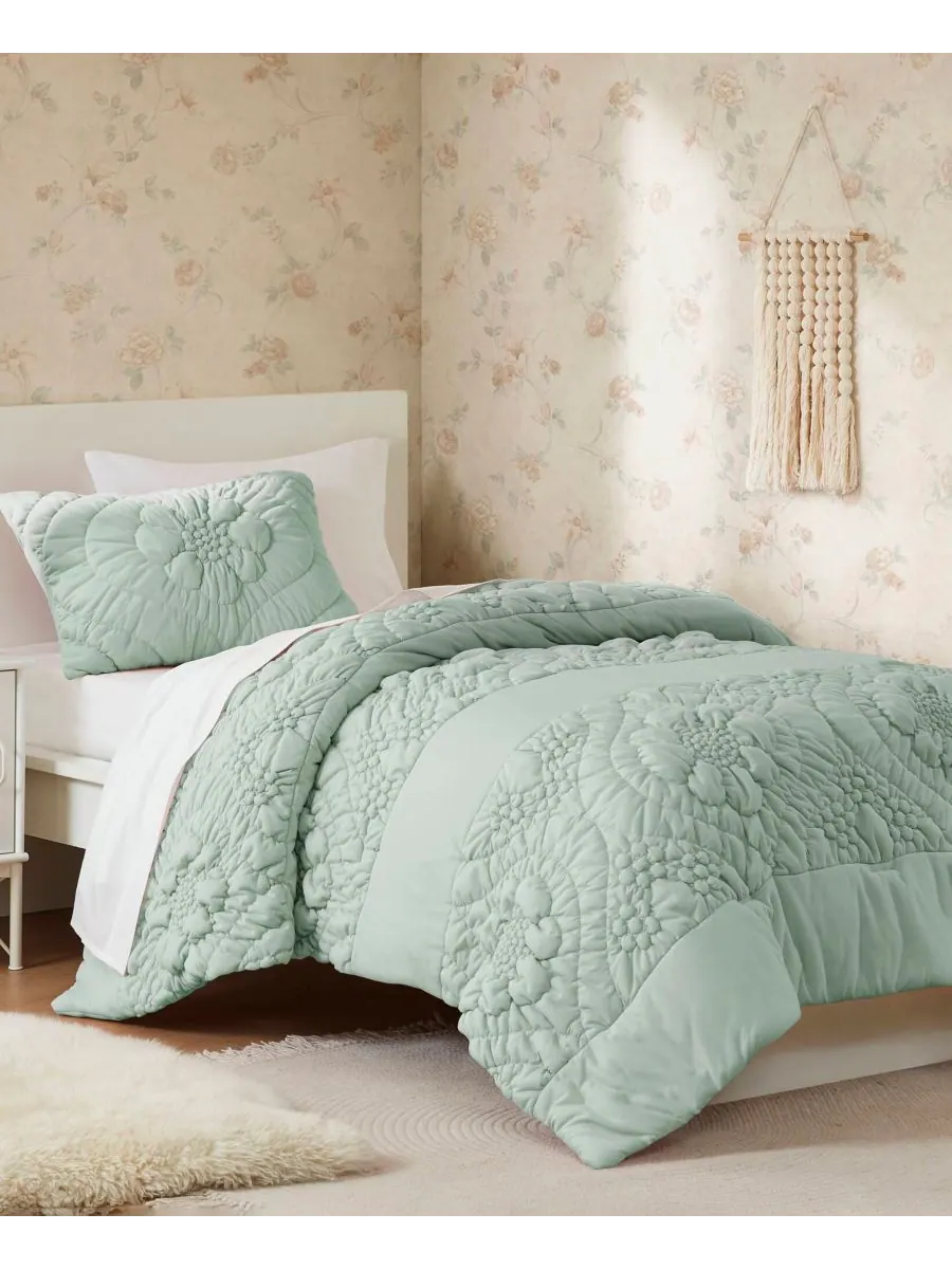 Комплект постельного белья Elise Floral, 2 предмета, размер Twin Madison Park — изображение 9 из 10, шалфейный