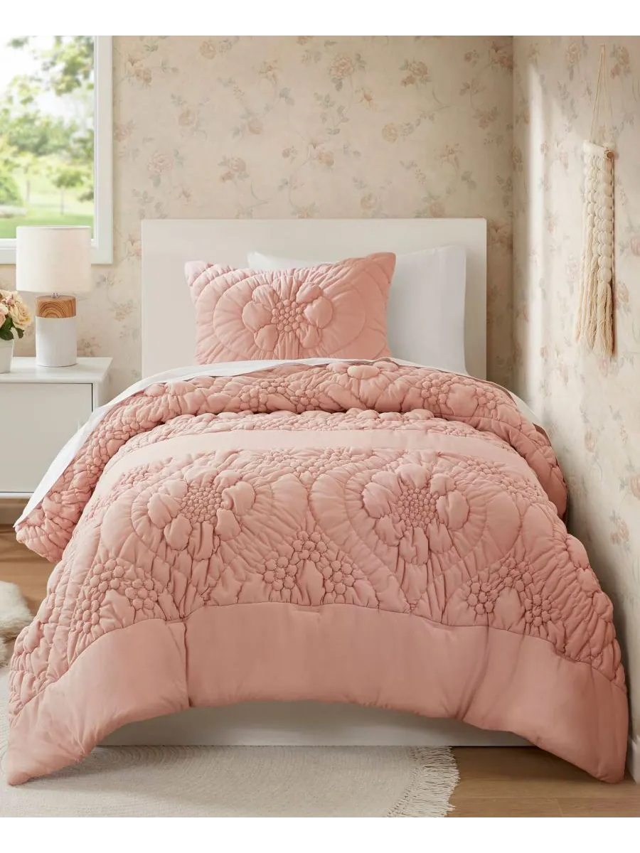 Комплект постельного белья Elise Floral, 2 предмета, размер Twin Madison Park — изображение 1 из 10, розовый