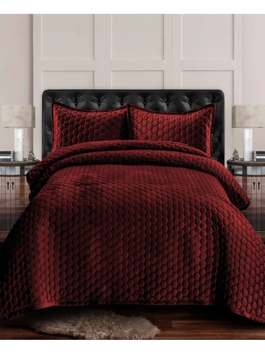 Комплект постельного белья Lugano Honeycomb Velvet Oversized Solid из 3 предметов, размер King