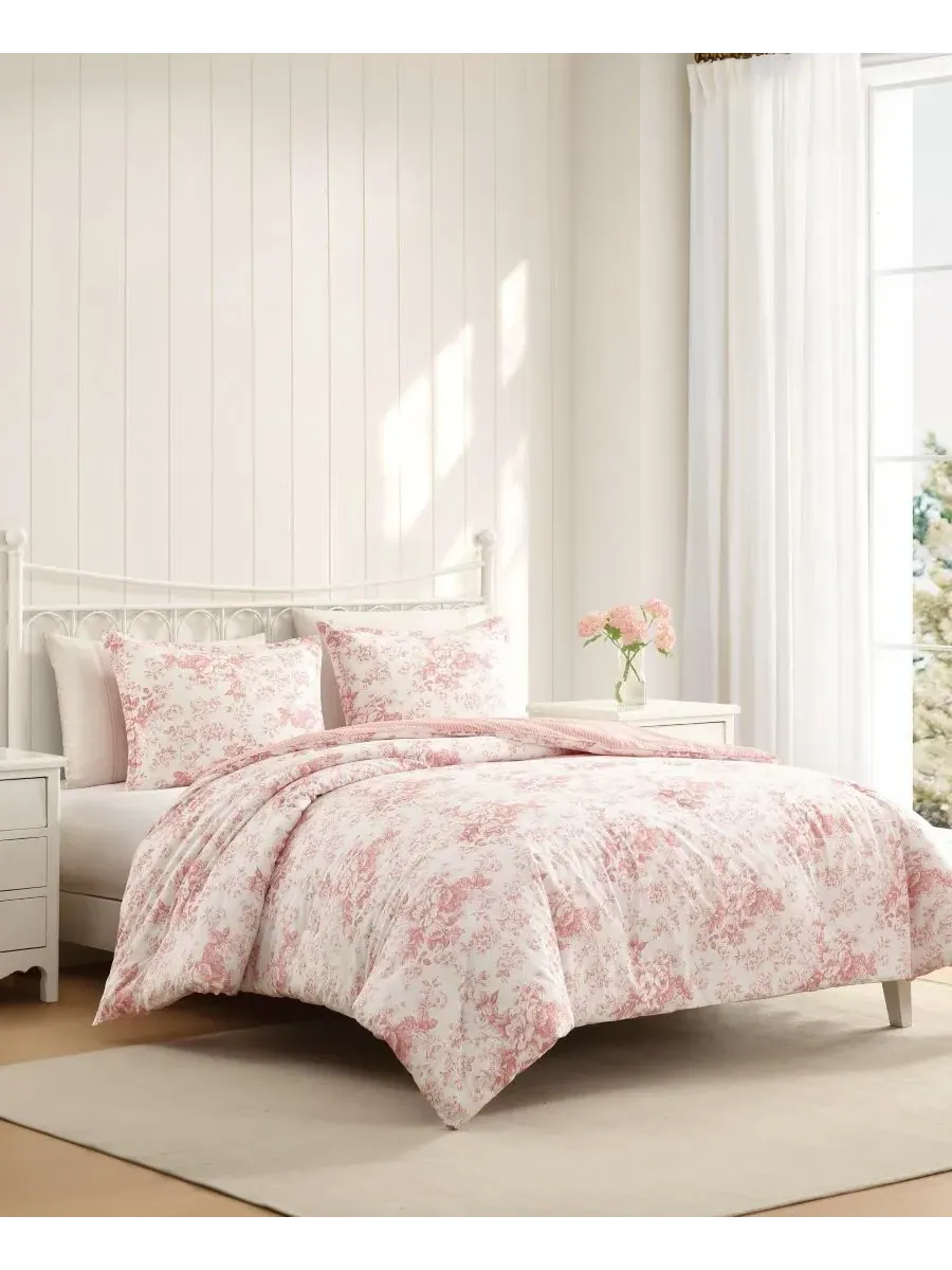Комплект постельного белья Toile Delight, 2 предмета, размер Twin Laura Ashley — изображение 2 из 7, розовый/кремовый