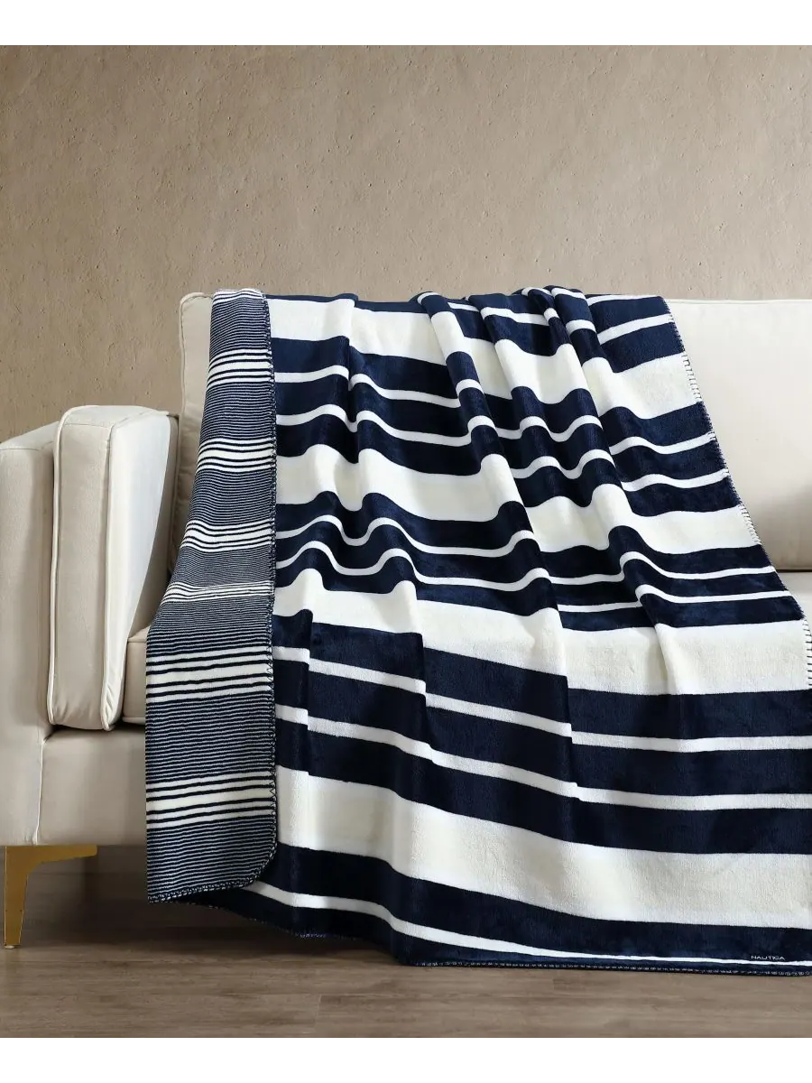 Двусторонний плед с принтом, 70 x 50 дюймов Nautica