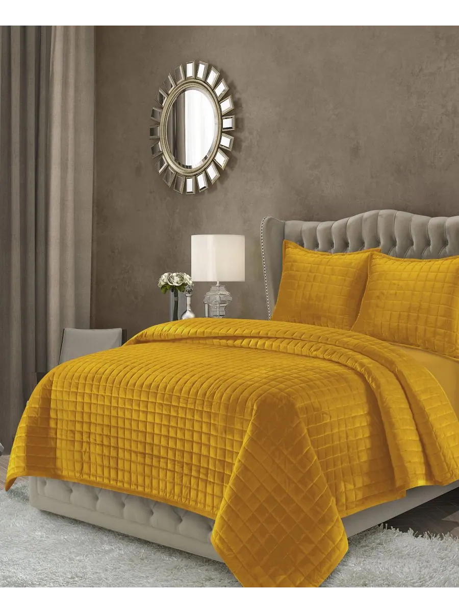 Комплект постельного белья Florence Velvet Solid Oversized Quilt Set, Twin Tribeca Living