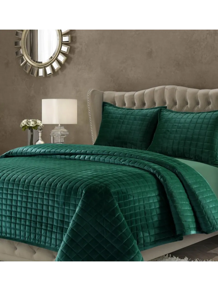 Комплект постельного белья Florence Velvet Solid Oversized Quilt Set, Twin Tribeca Living