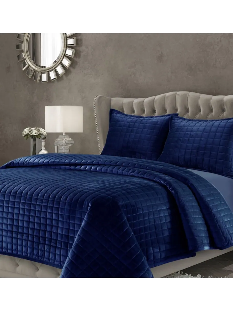 Комплект постельного белья Florence Velvet Solid Oversized Quilt Set, Twin Tribeca Living