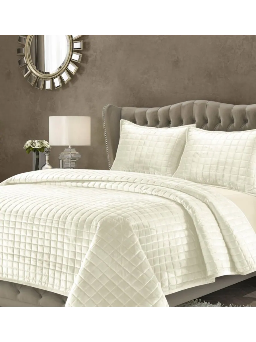 Комплект постельного белья Florence Velvet Solid Oversized Quilt Set, Twin Tribeca Living